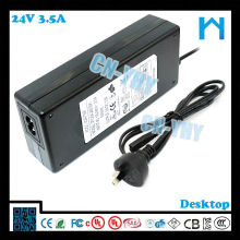 desktop type ac dc adapter 84w 24v 3.5a LED LCD CCTV and Desktop Devices with CE FCC GS C-tick, UL/CUL